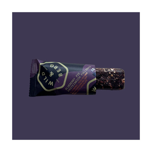 Wild & Berg Mustikkapiiras – Gluteeniton täysvälipala proteiinipatukka (40 g)