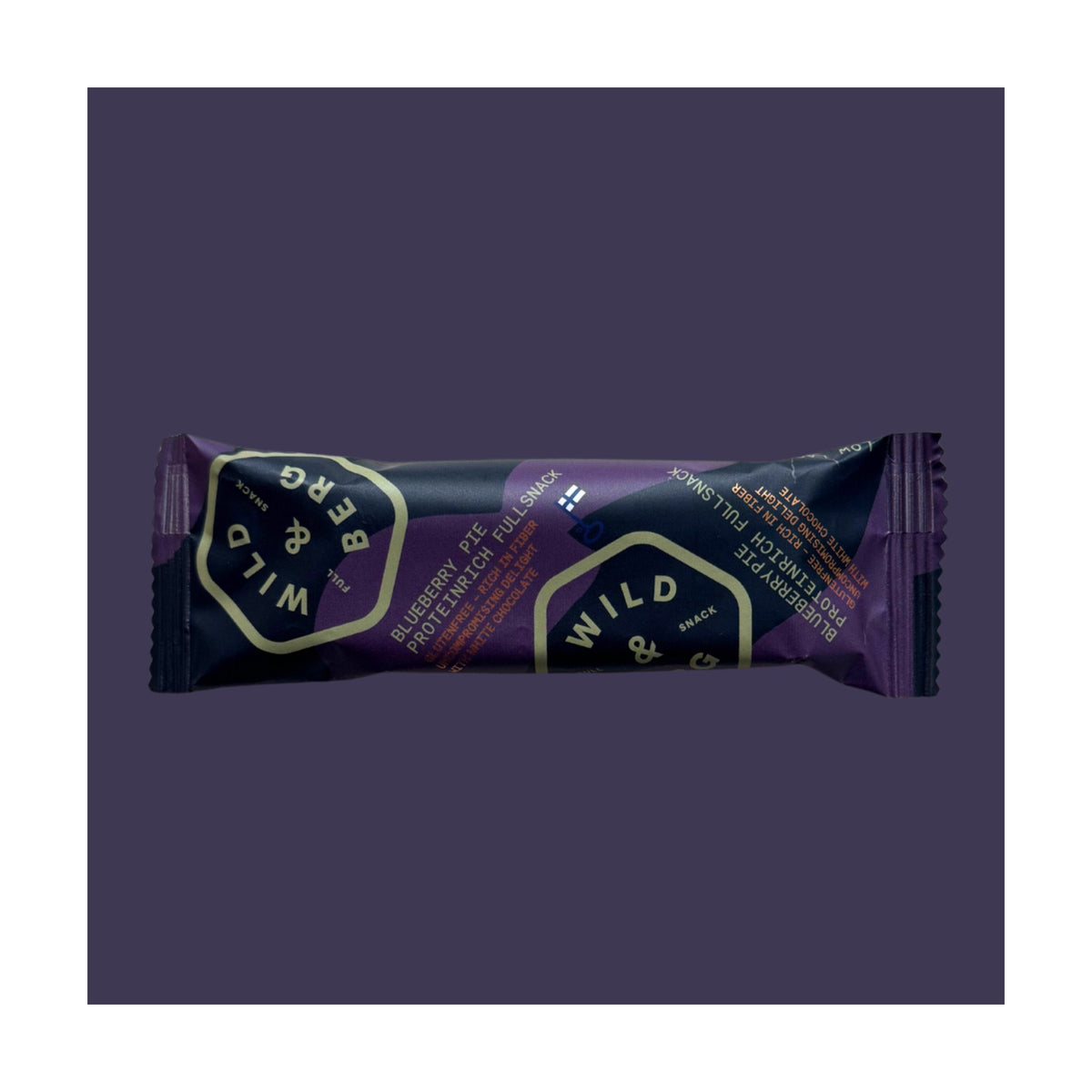 Wild & Berg Mustikkapiiras – Gluteeniton täysvälipala proteiinipatukka (40 g)