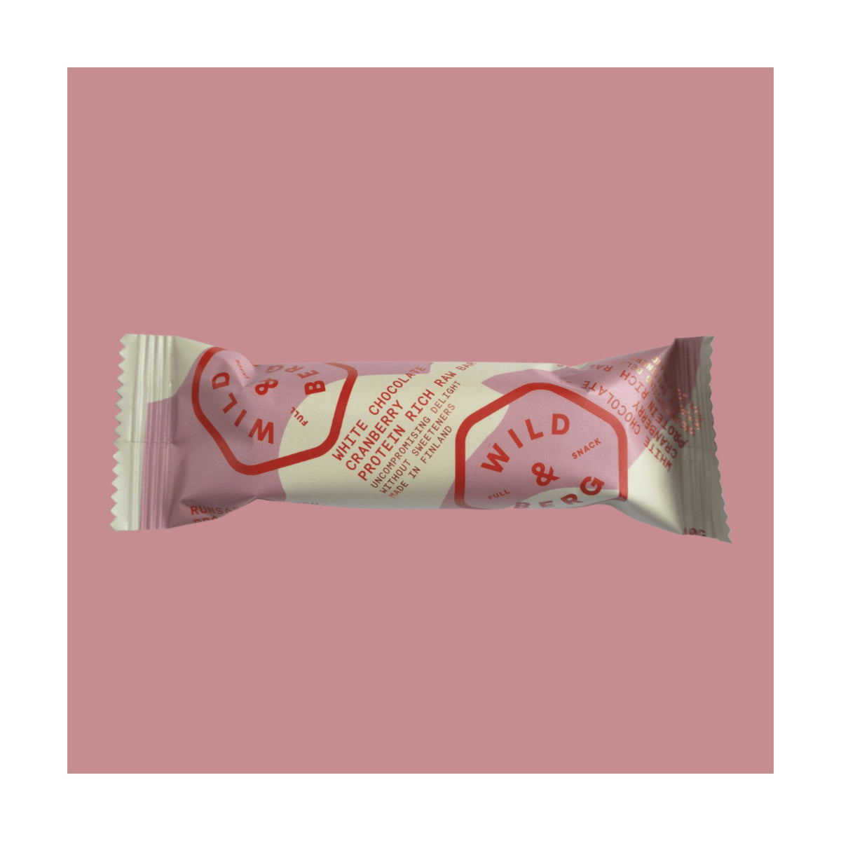 Wild & Berg Valkosuklaa-Karpalo – Proteiinipitoinen täysvälipala (40 g)