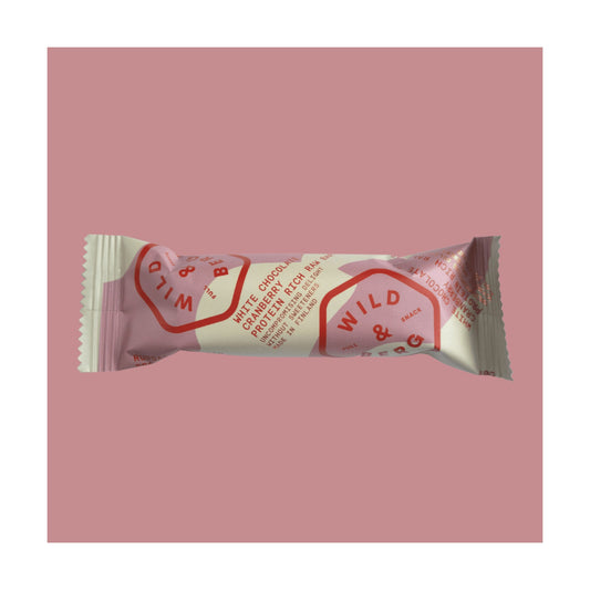 Wild & Berg Valkosuklaa-Karpalo – Proteiinipitoinen täysvälipala (40 g)